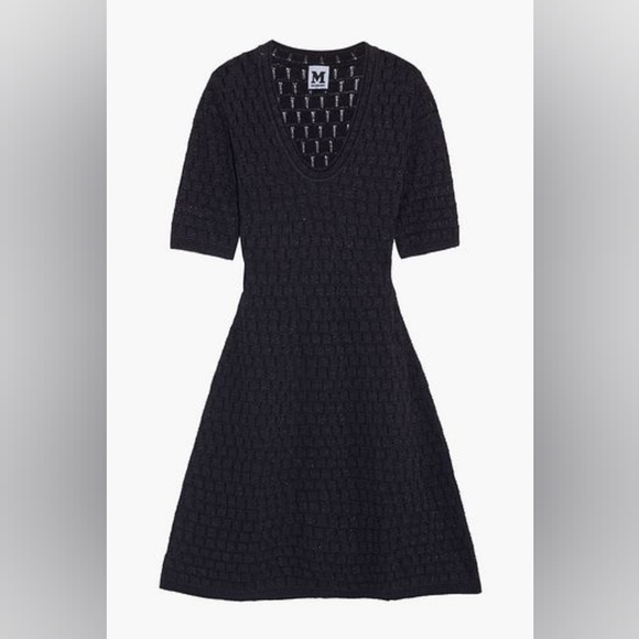 S-1. NWT M MISSONI BLACK SCOOP NECK KNITTED DRESS WITH SLIP SIZE IT 40 / US 4 - Picture 1 of 7